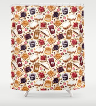 Peanut Butter and Jelly Watercolor Shower Curtain