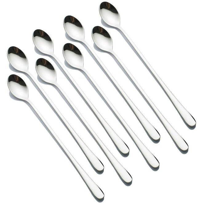 Zicome 9 Inch Long Handle Stainless Steel Stirring Mixing Spoons for Iced Tea, Ice Coffee, Cocktail,...