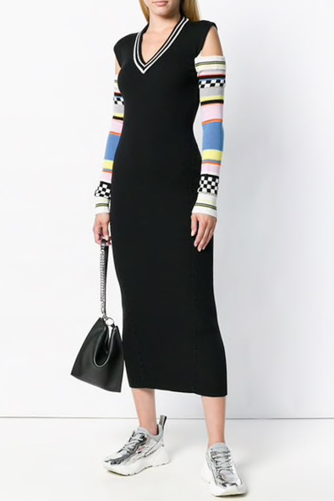 Contrast Sleeve Knitted Dress