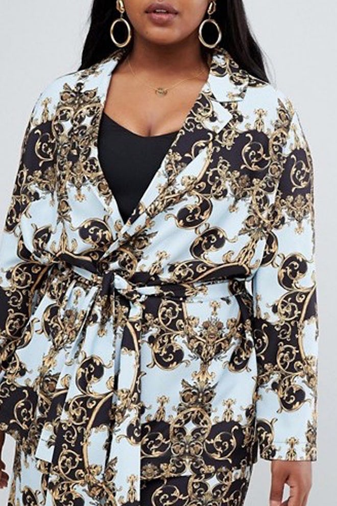 Tailored Soft Scarf Print Relaxed Blazer