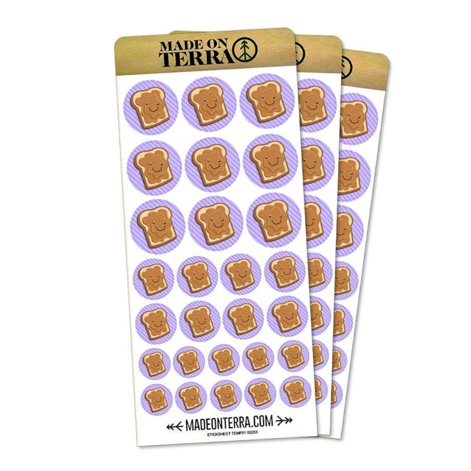 Cute Peanut Butter Toast Removable Matte Sticker Sheets Set