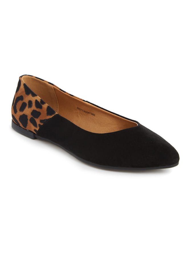 Black Leopard Print Pointed Shoes
