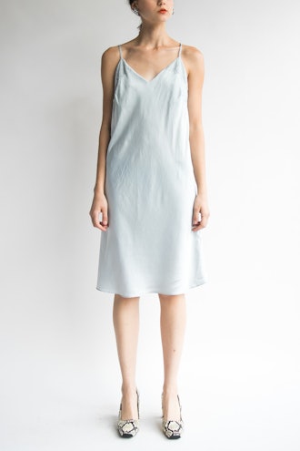 Silver Silk Slip Dress