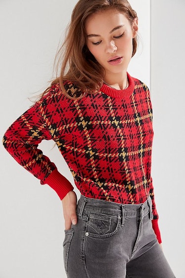 UO Andi Plaid Crewneck Sweater