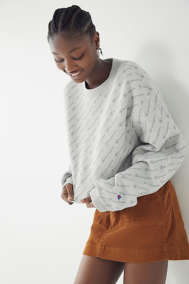 Champion Reverse Weave All Over Print Cropped Sweatshirt