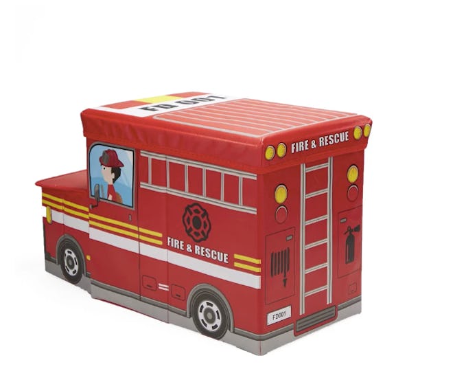 Children's Favorite Cartoon Storage Stool/Chair Fire Fighter Vehicle Toy Box