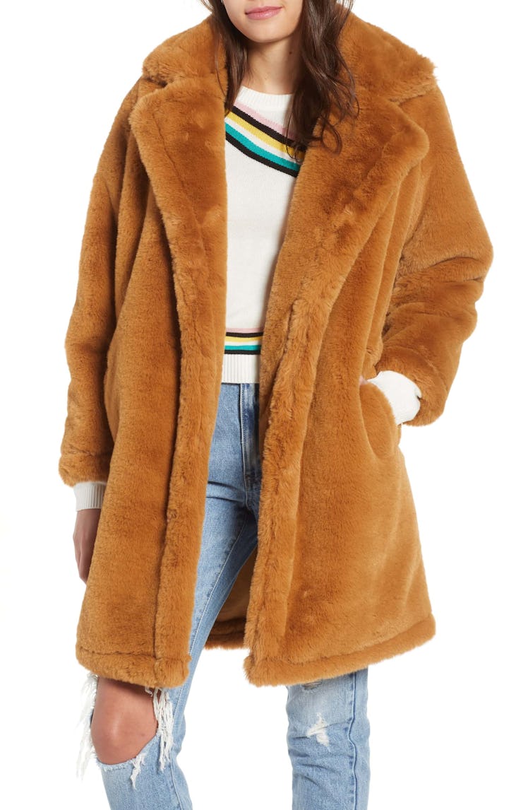 Faux Fur Teddy Coat WOVEN HEART