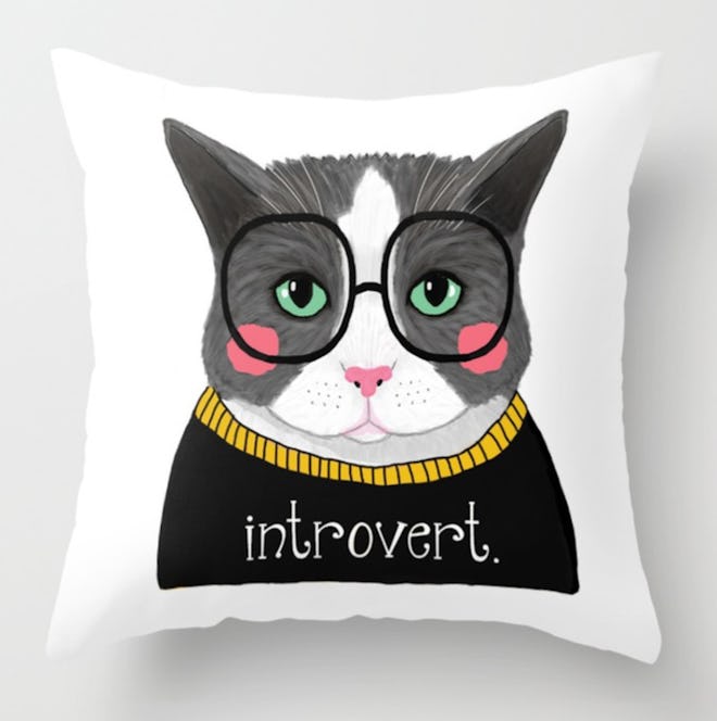whistleburg - Introvert Cat Throw Pillow