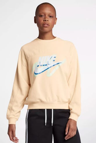 Nike archive white graphic top cropped hoodie
