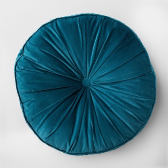 Opal House Floor Pillow Round Velvet in Teal