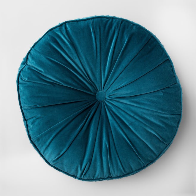 Opal House Floor Pillow Round Velvet in Teal