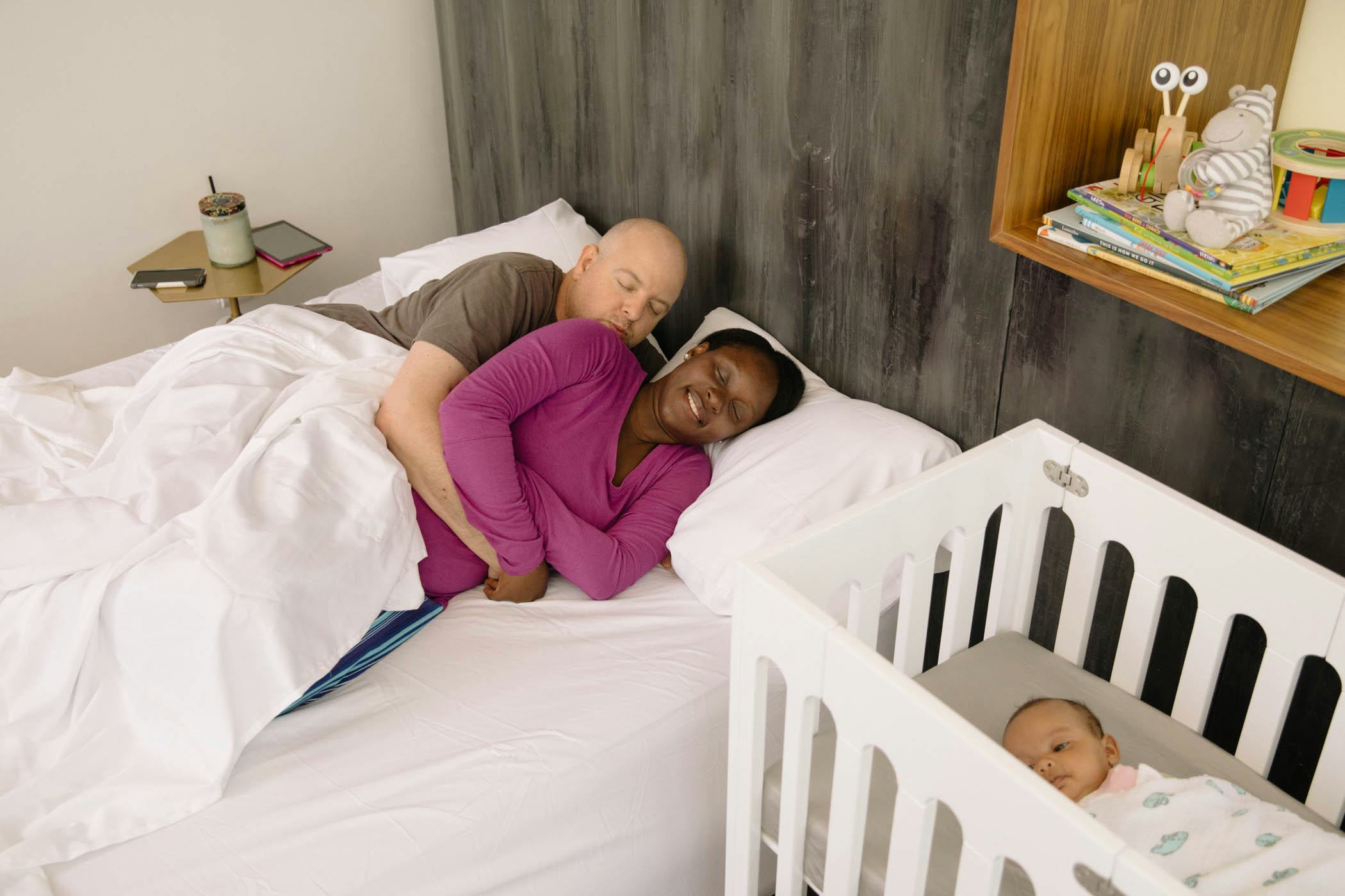 Baby in the outlet bed