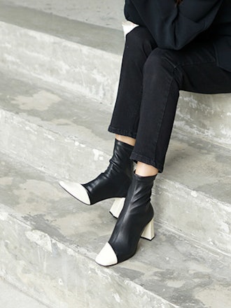 Square Cap-Toe Ankle Boots