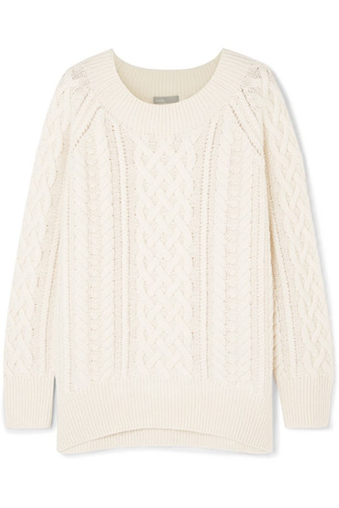 Cable Knit Wool Blend Sweater