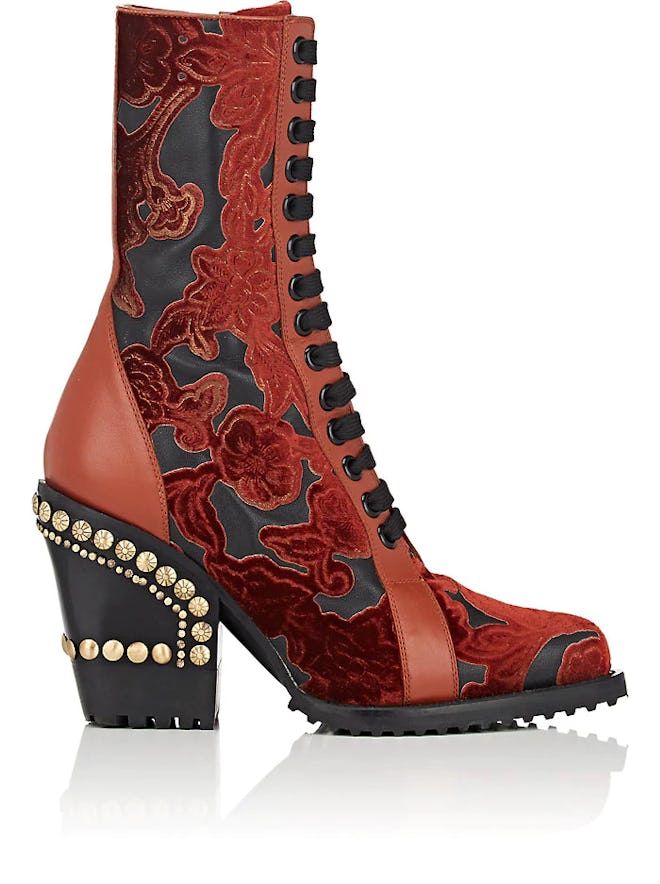 Rylee Laser-Cut Velvet Ankle Boots