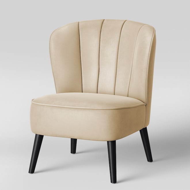Primrose Chanel Tufted Accent Chair Velvet Ivory - Opalhouse