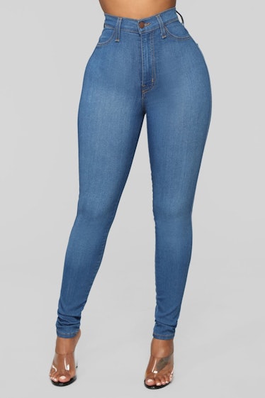  Classic High Waist Skinny Jeans - Medium Blue