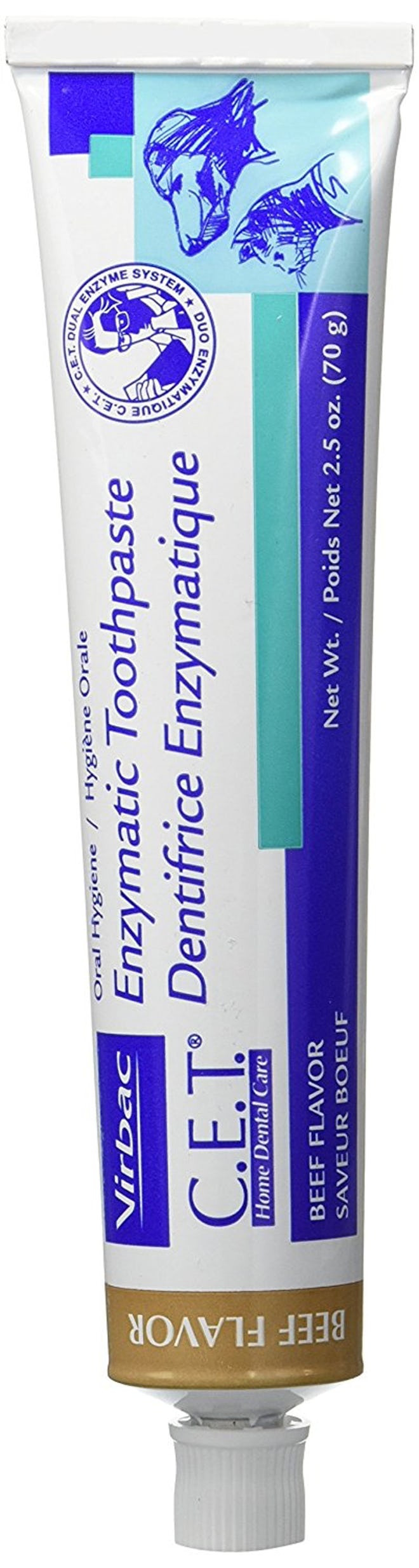 CET Virbac Enzymatic Dog and Cat Toothpaste, 2.5 oz, Beef