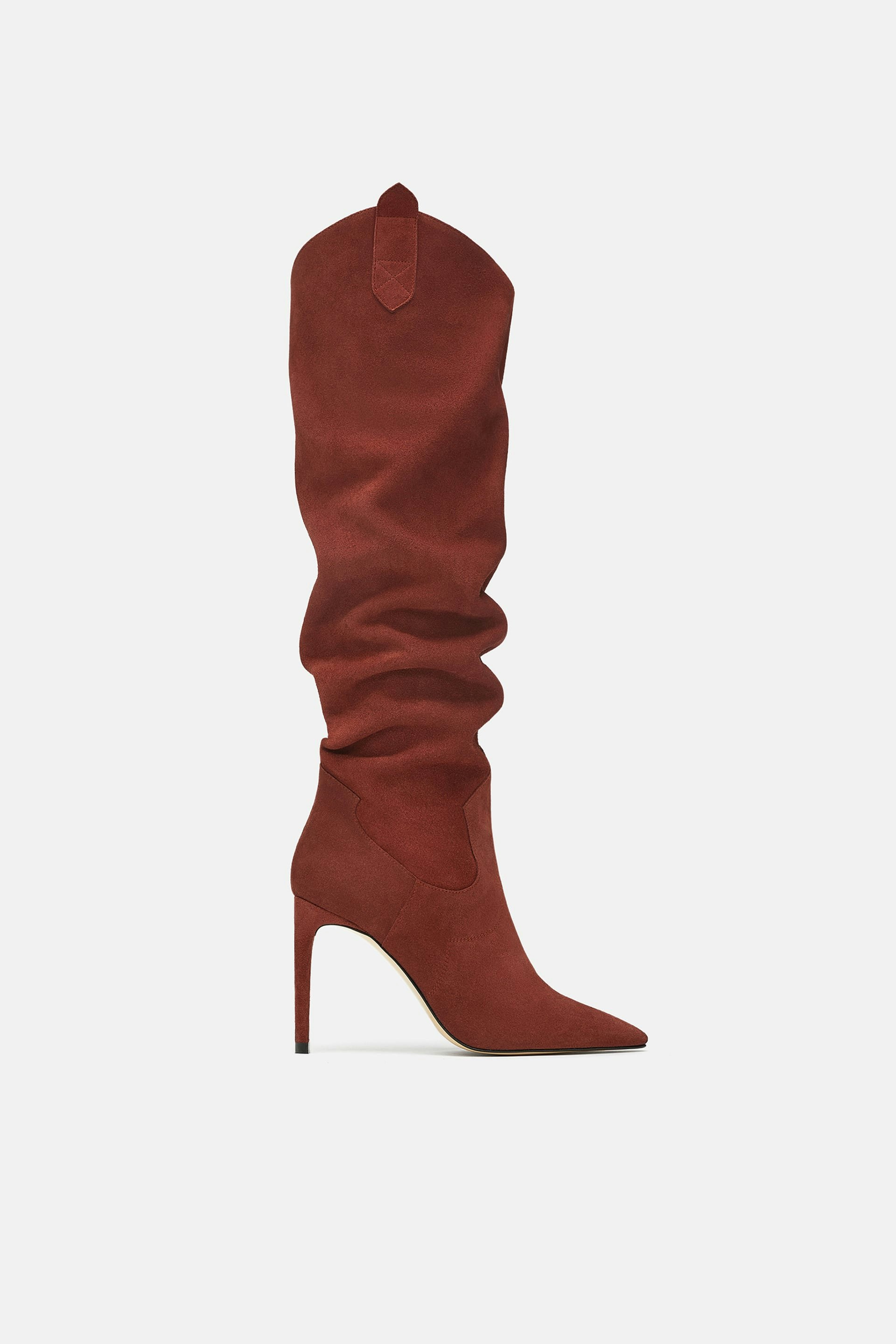 zara burgundy leather boots