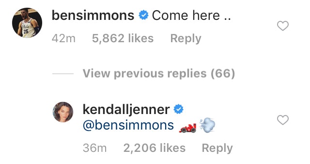  - kendall jenner and ben simmons are publicly flirting on instagram