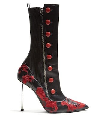 Floral Embroidered Victorian Boots