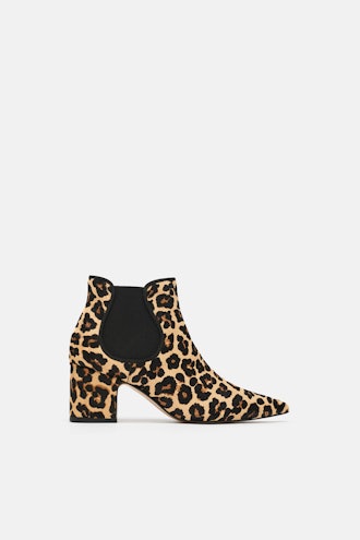 Zara Printed Leather High-Heel Ankle Boots