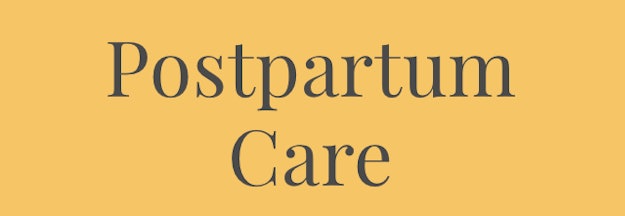 A text reading: 'Postpartum care.'