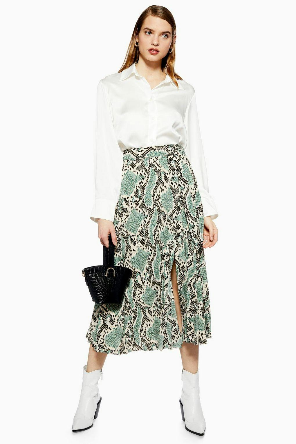 topshop green snake print dress