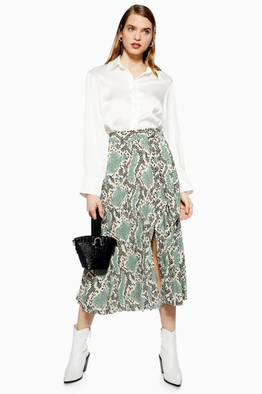 Python Pleated Midi Skirt