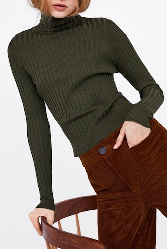 Ribbed Knit Turtleneck Sweater