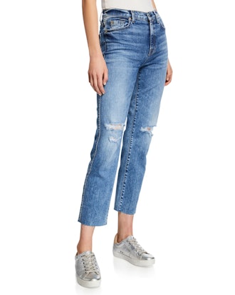 Edie Ripped High-Rise Cropped Jeans