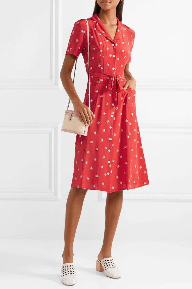 Maria Printed Silk Crepe De Chine Midi Dress