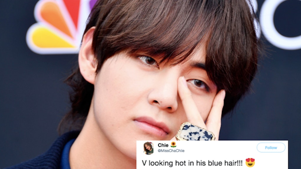 V From Bts New Blue Hair In Nagoya Has Fans Completely