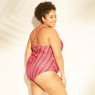 Women's Plus Size Lace Up Back One Piece Swimsuit - Kona Sol