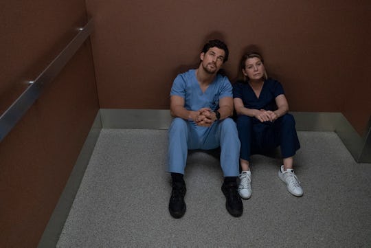 A scene from 'Grey's Anatomy' season 14 with meredith stuck in an elevator