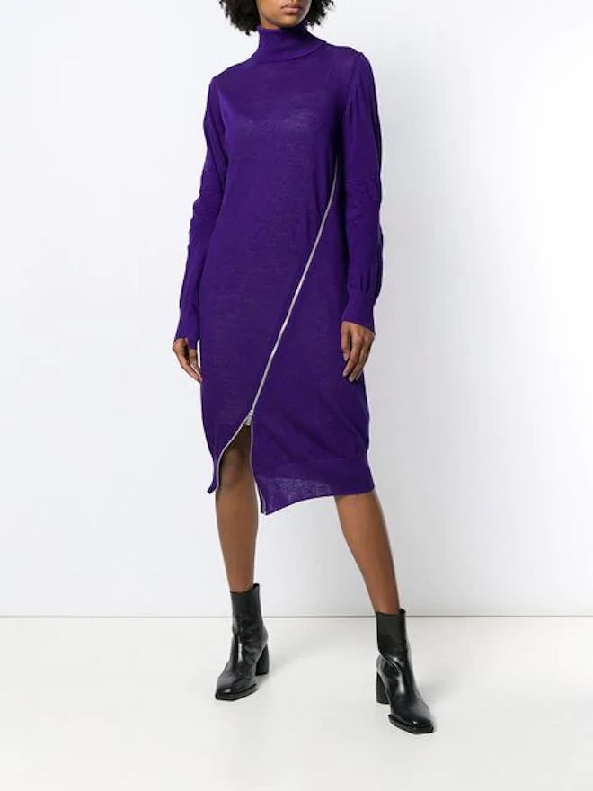 Zipped Turtle Neck Dress