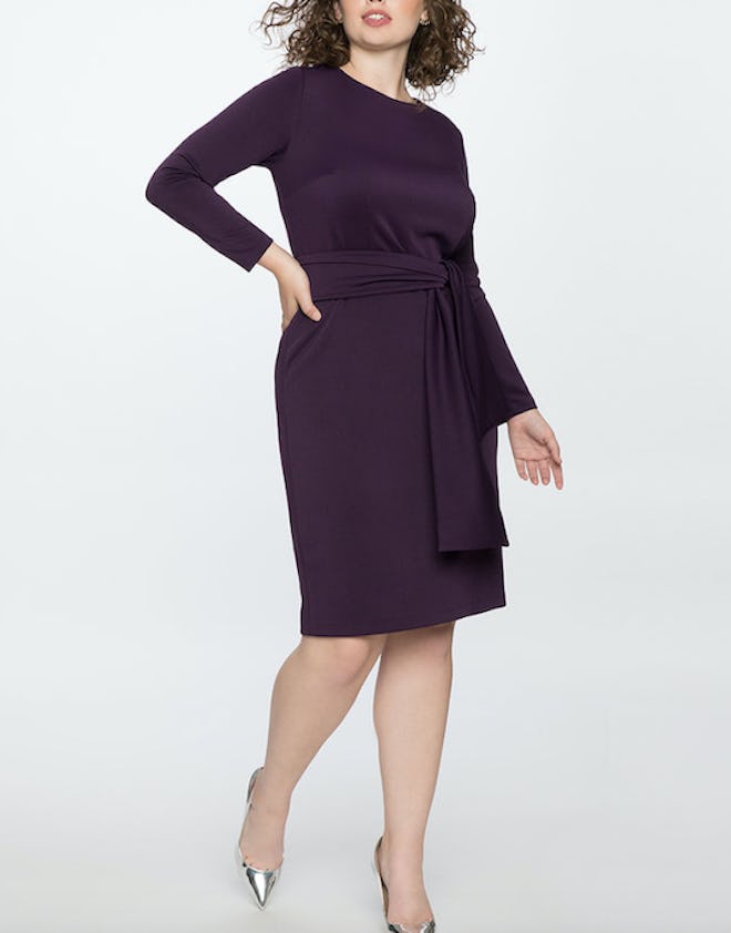 Long Sleeve Scuba Dress with Tie