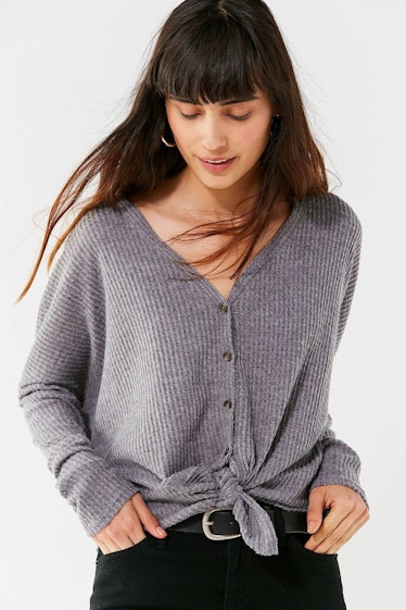 Out From Under Jojo Oversized Thermal Button-Front Top