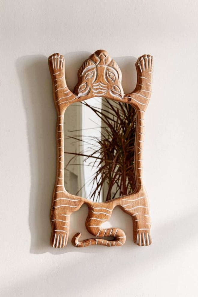 Tiger Wooden Mirror