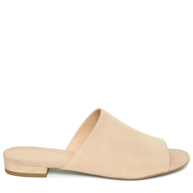 Suede Flat Mule in Sand