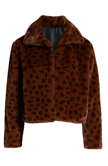  MADISON & BERKELEY Brittney Leopard Print Faux Fur Jacket