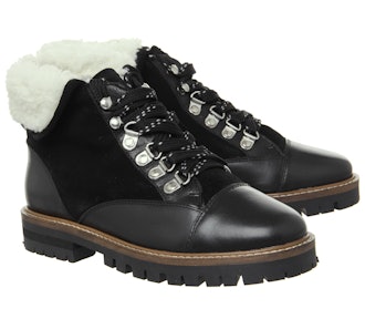 Office Adams Furline Hiker Boots Black Suede Leather
