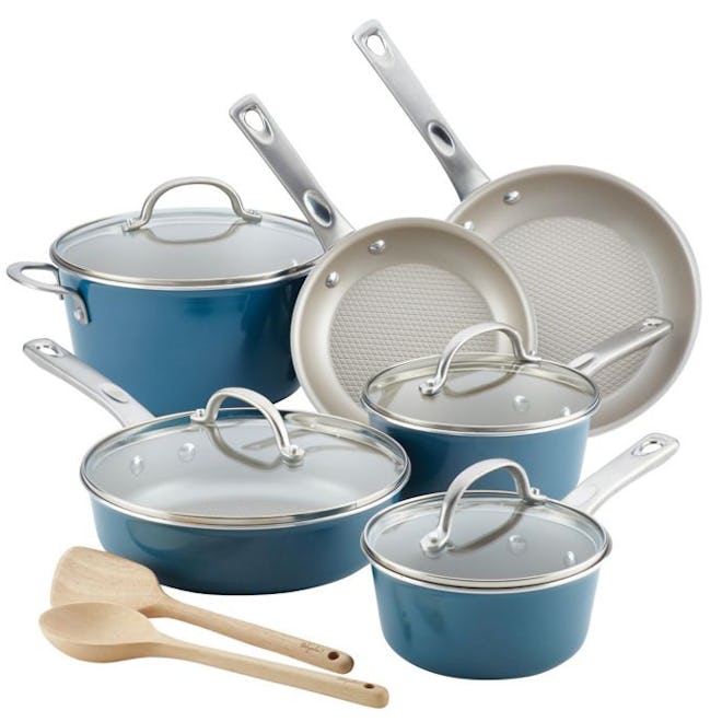 Ayesha Curry Porcelain Enamel Nonstick 12-Piece Cookware Set in Twilight Teal