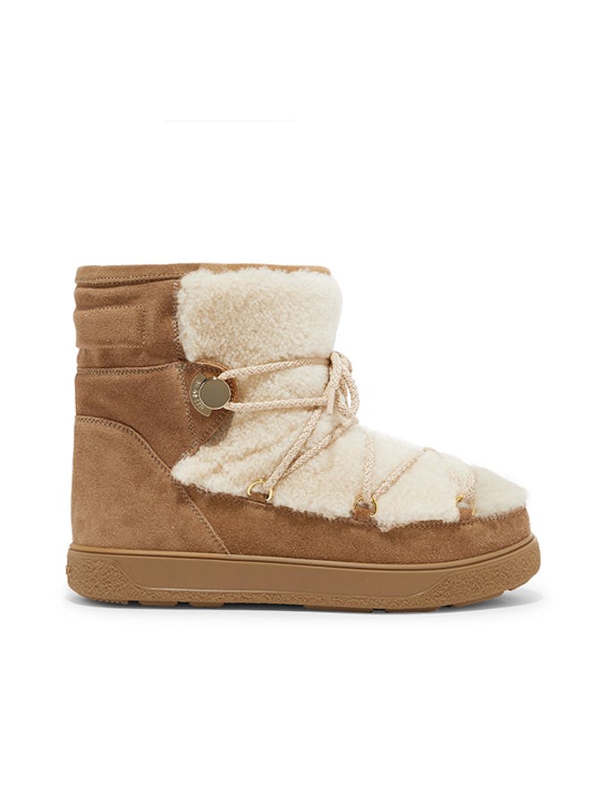 New Fanny Shearling-Paneled Glittered Suede Snow Boots