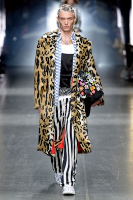 Versace Sent Leopard-Print Hair Down the Runway