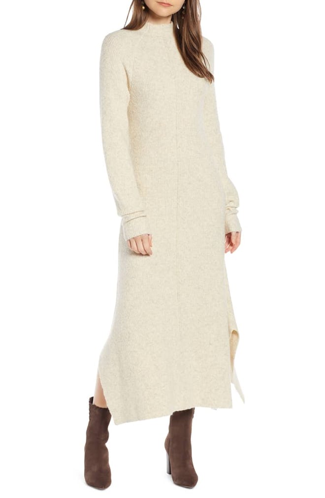 Mock Neck Maxi Sweater Dress