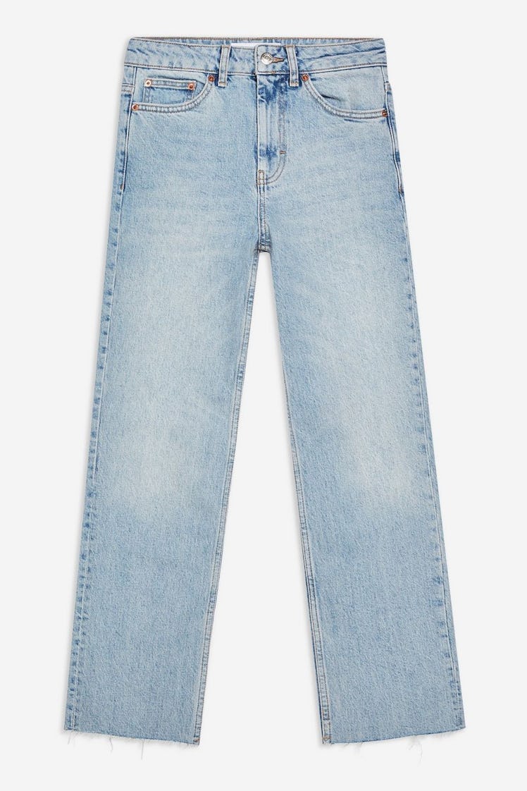 Bleach Raw Hem Straight Leg Jeans