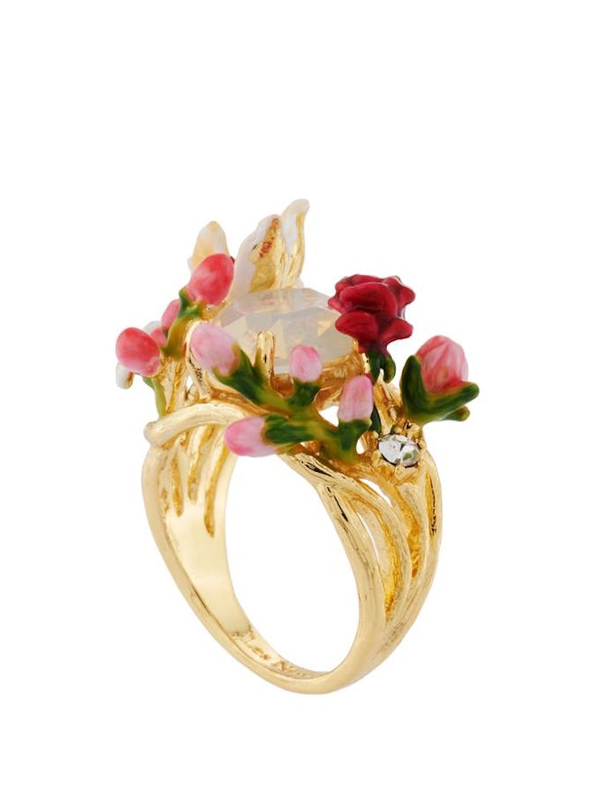 Ballad In Versailles Multi Flowers And Buds On Stone Ring