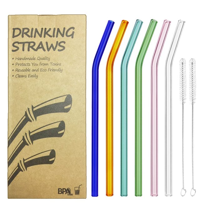 KORSREEL Glass Drinking Straws (Set of 6)