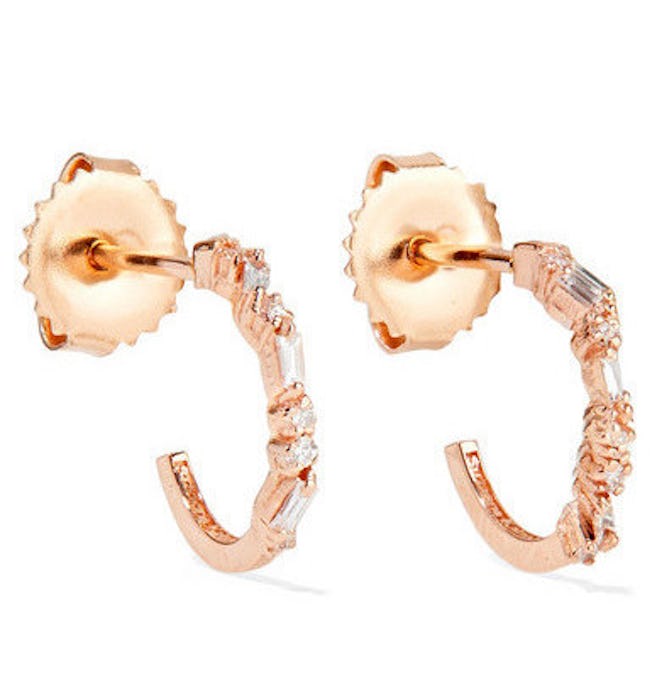 18-Karat Rose Gold Diamond Hoop Earrings